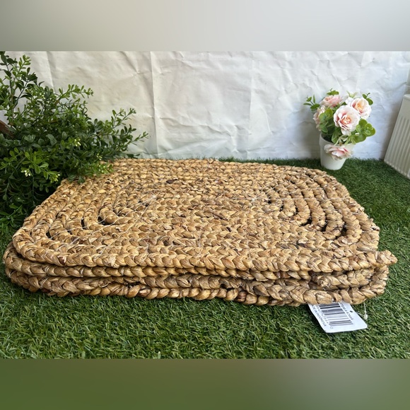 Rectangular Braided BrownWater Hyacinth Placemat - Set of 4GINGER BIRCH STUDIO